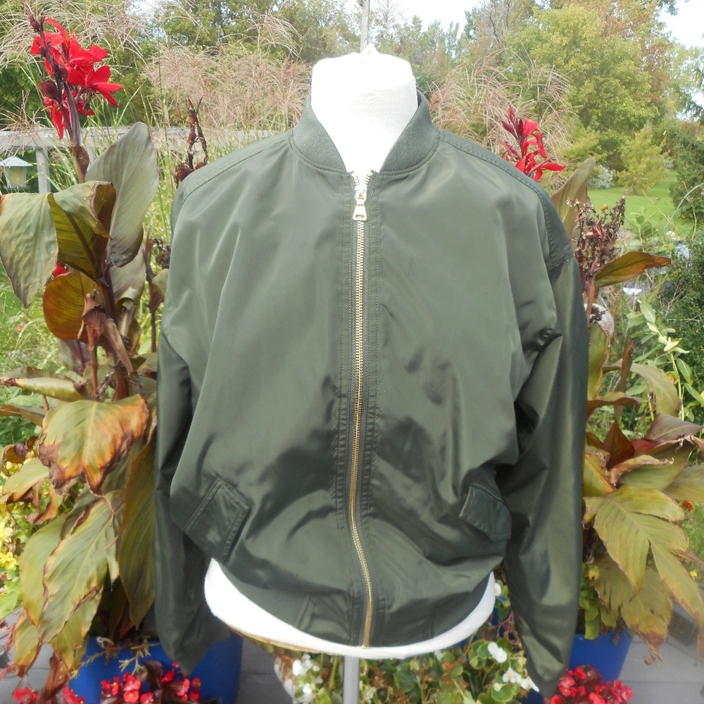 Express Olive Green Bomber Jacket